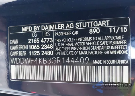 2016 Mercedes-Benz C 300 4Matic z USA, uszkodzony, nr VIN WDDWF4KB3GR144409